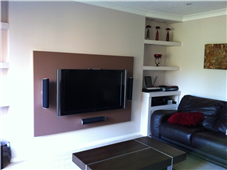 Floating Wall with feature shelves & lighting.